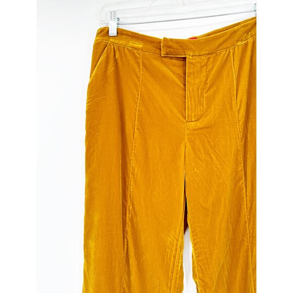 STAUD Tosca Pants in Ocher Yellow Marigold Velvet Trousers 6 NWT - Picture 5 of 7